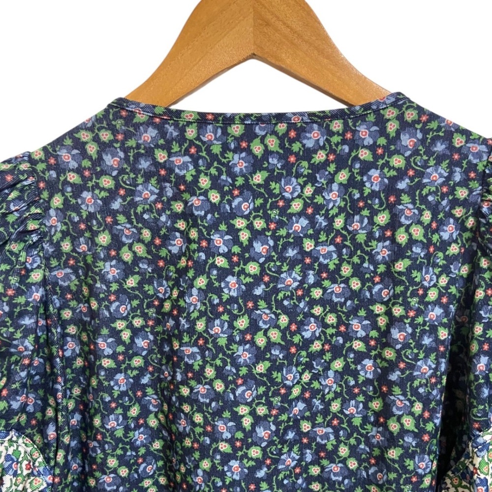 THE GREAT Maiden Floral Patchwork Corduroy Peasant Blouse Cottagecore Size 0/XS - Picture 12 of 13